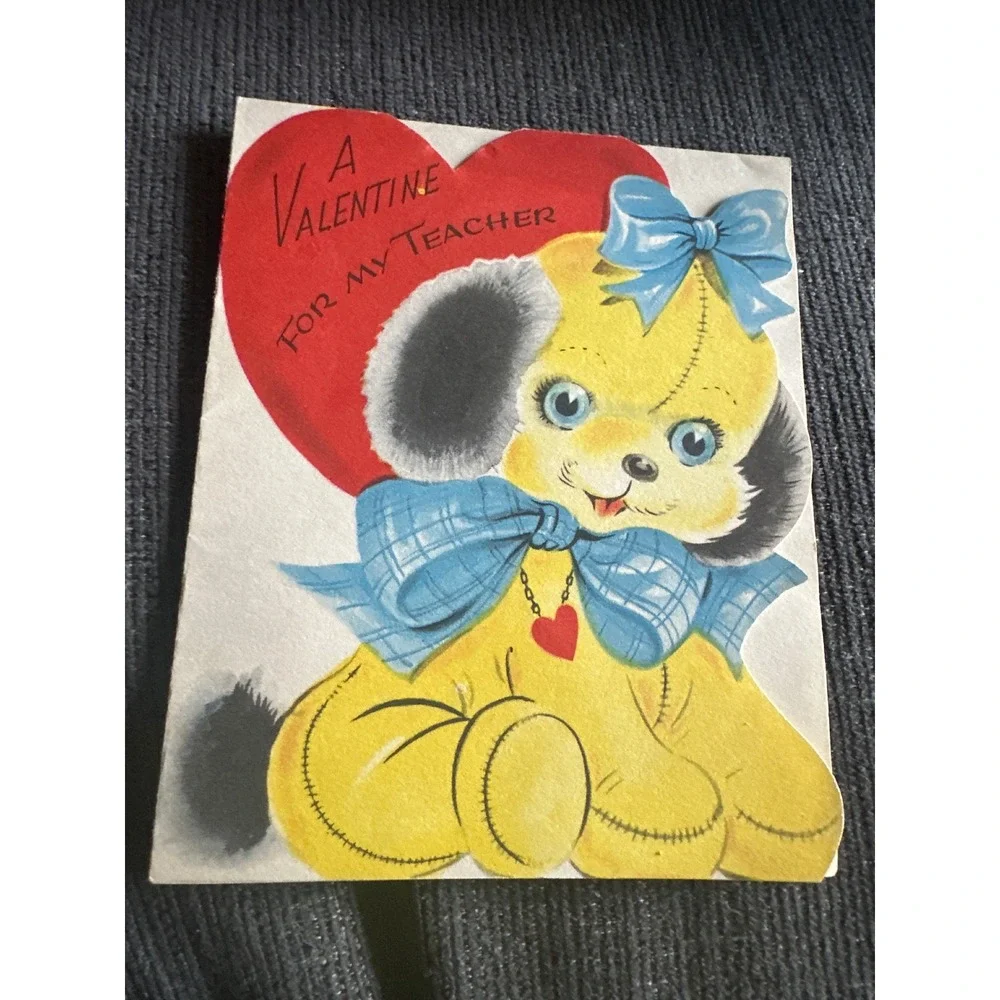 Vintage Valentine Cards for Teacher Whitman Puppy Dog Kitten Cat‎ Ephemera Lot 2